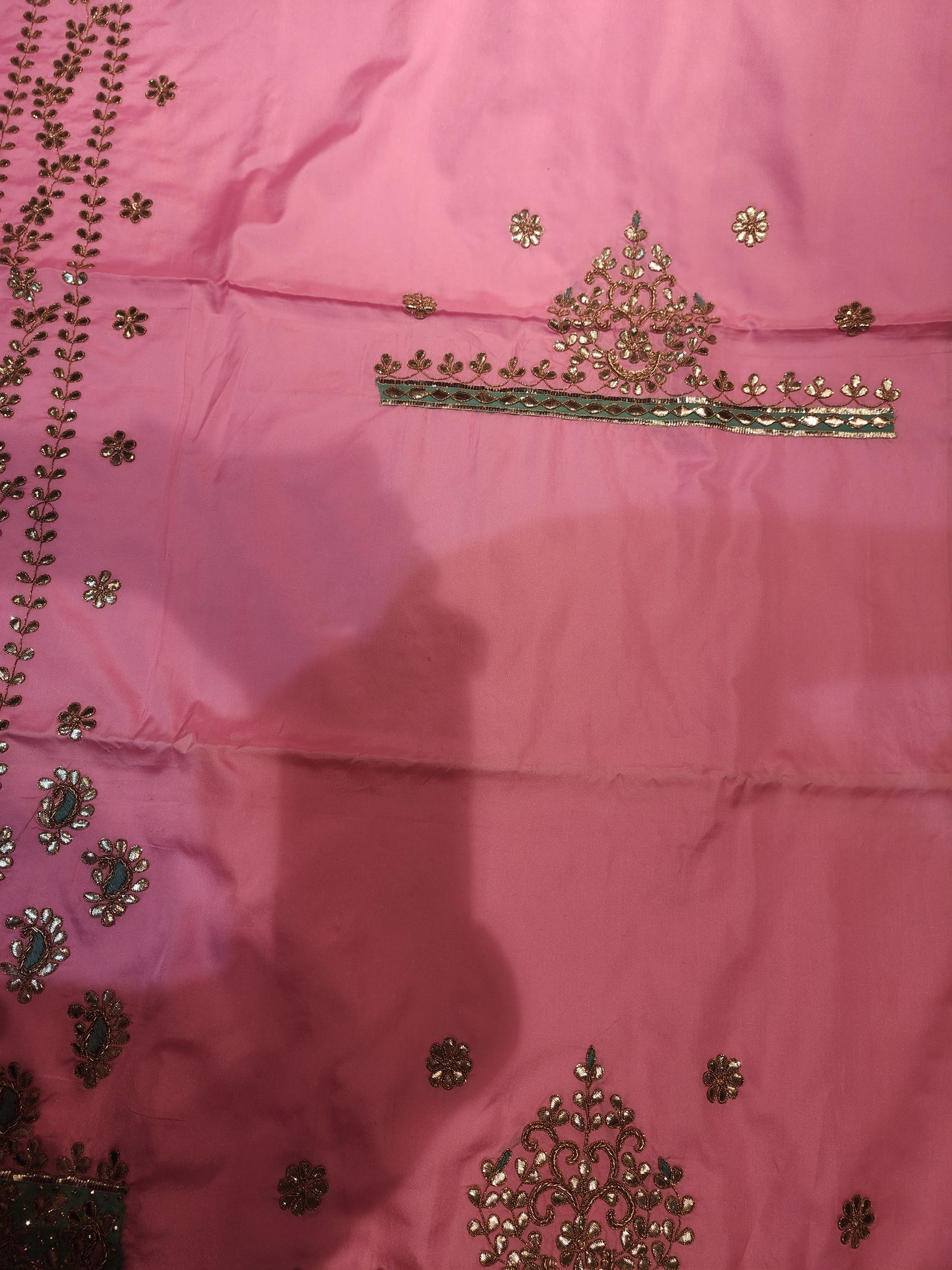 Pink Gabardine Silk gotta pati double shade Dupatta unstiched