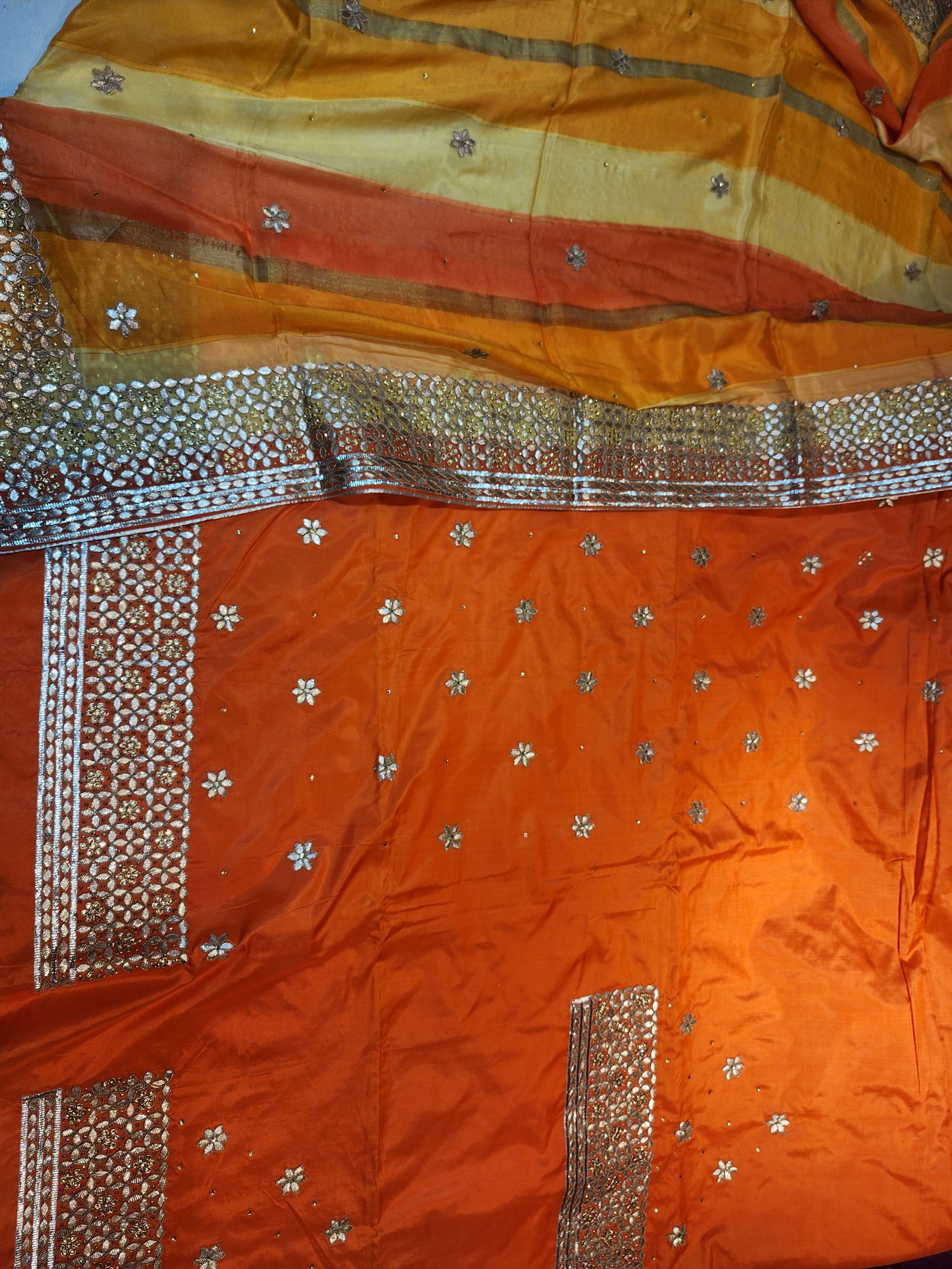 Orange Pure Gabadine silk orange yellow