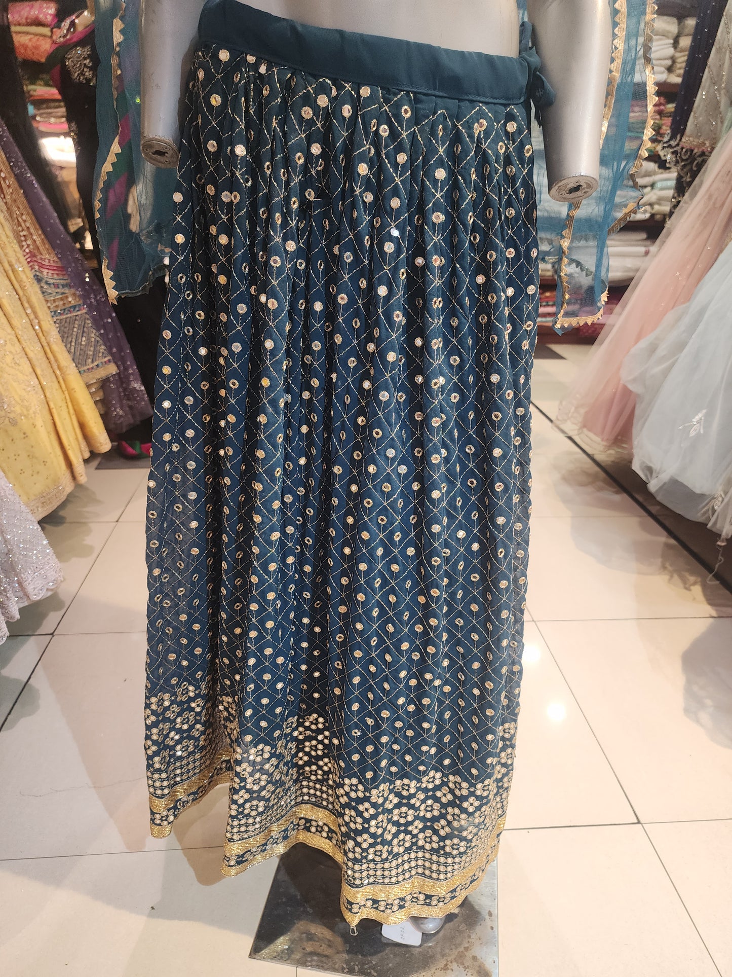 Blue colour lahanga choli with net dupatta ,sheet work