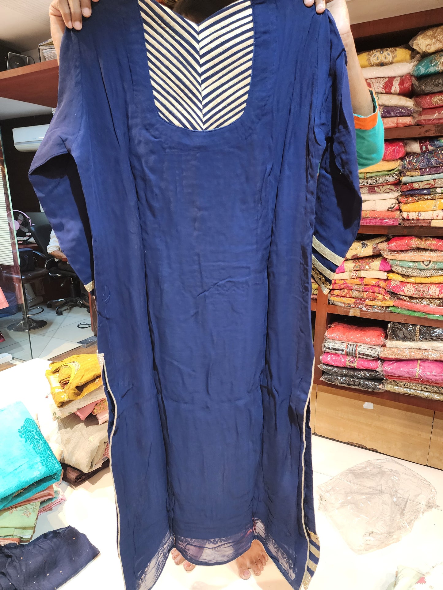Navy blue georgette Pyjama Suit