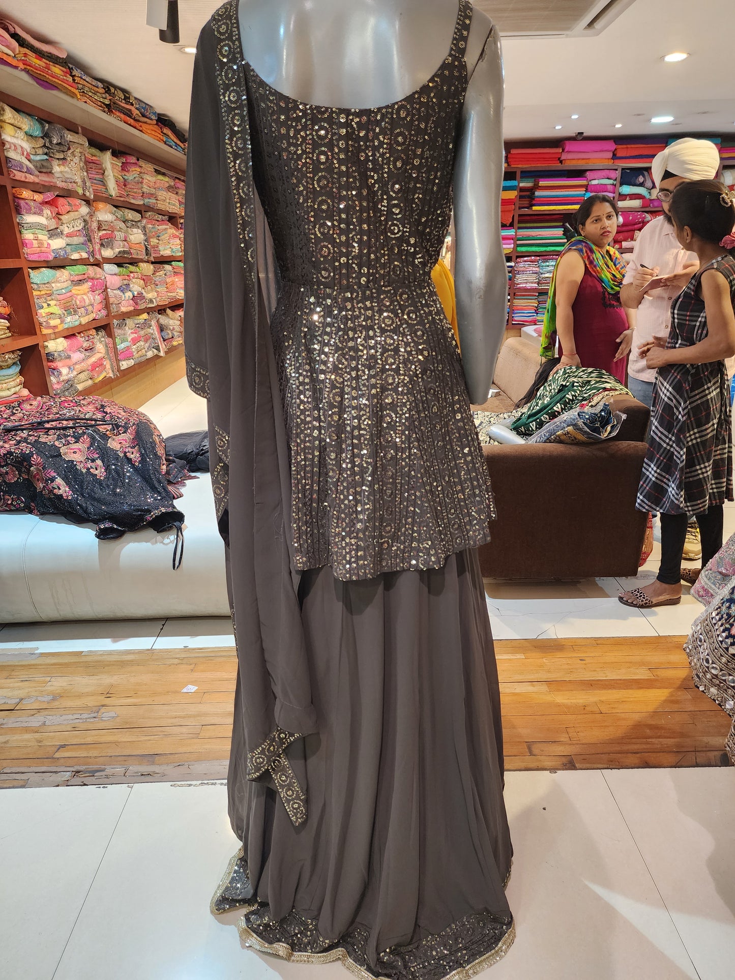 Grey Georgette Lehenga paplam