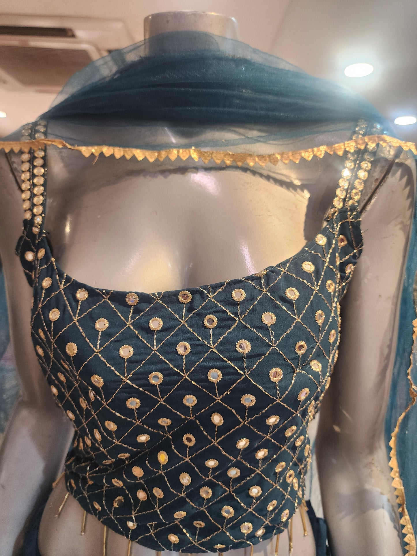Blue colour lahanga choli with net dupatta ,sheet work