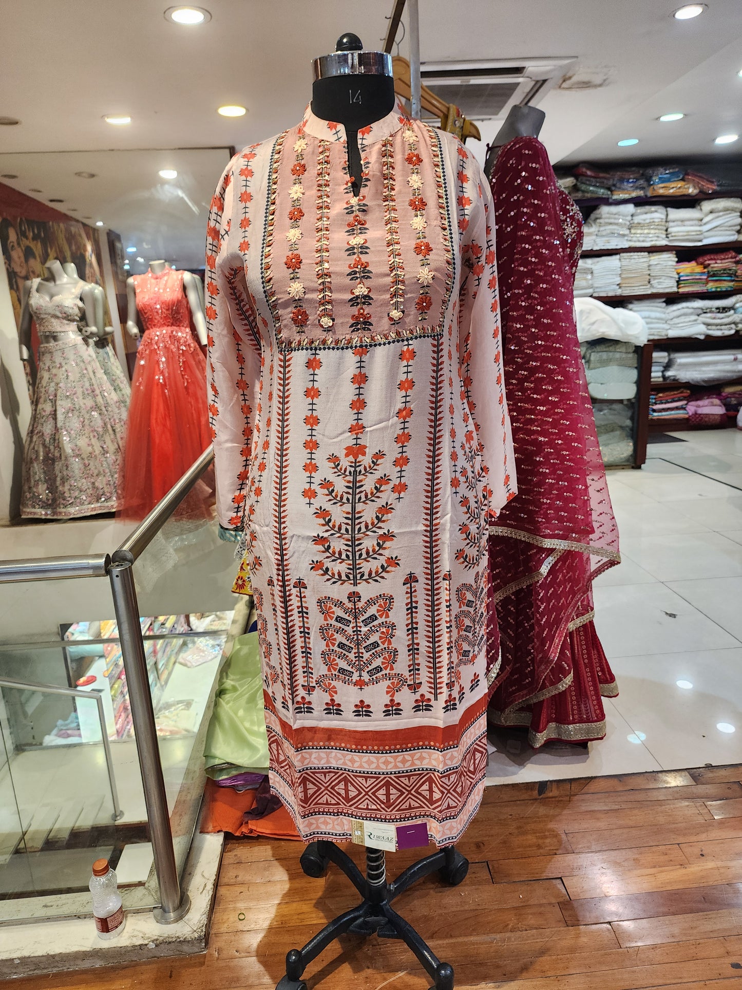 Pink muslin cotton kurti