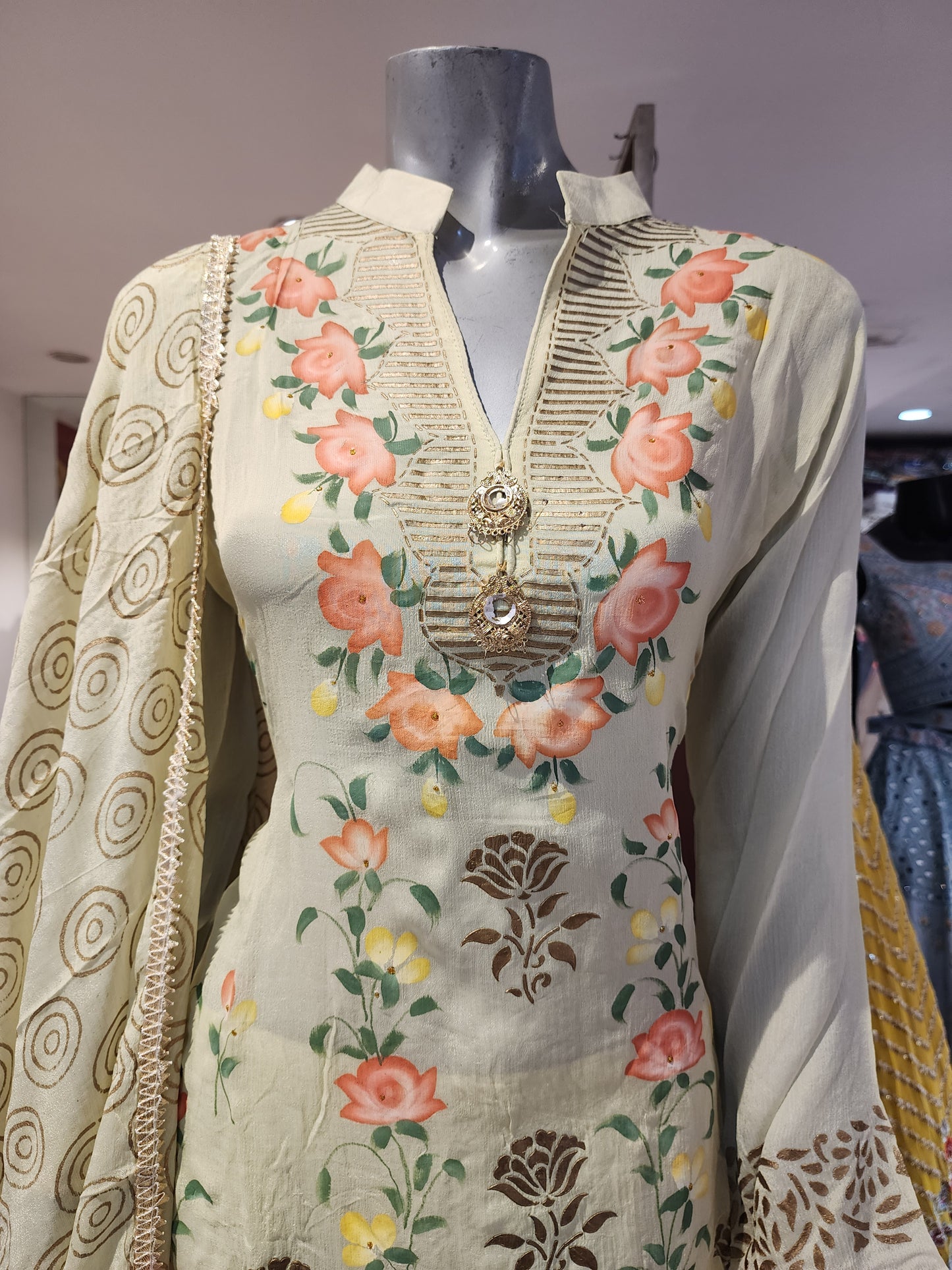 Hand painted pista Green Garara suit L /XL