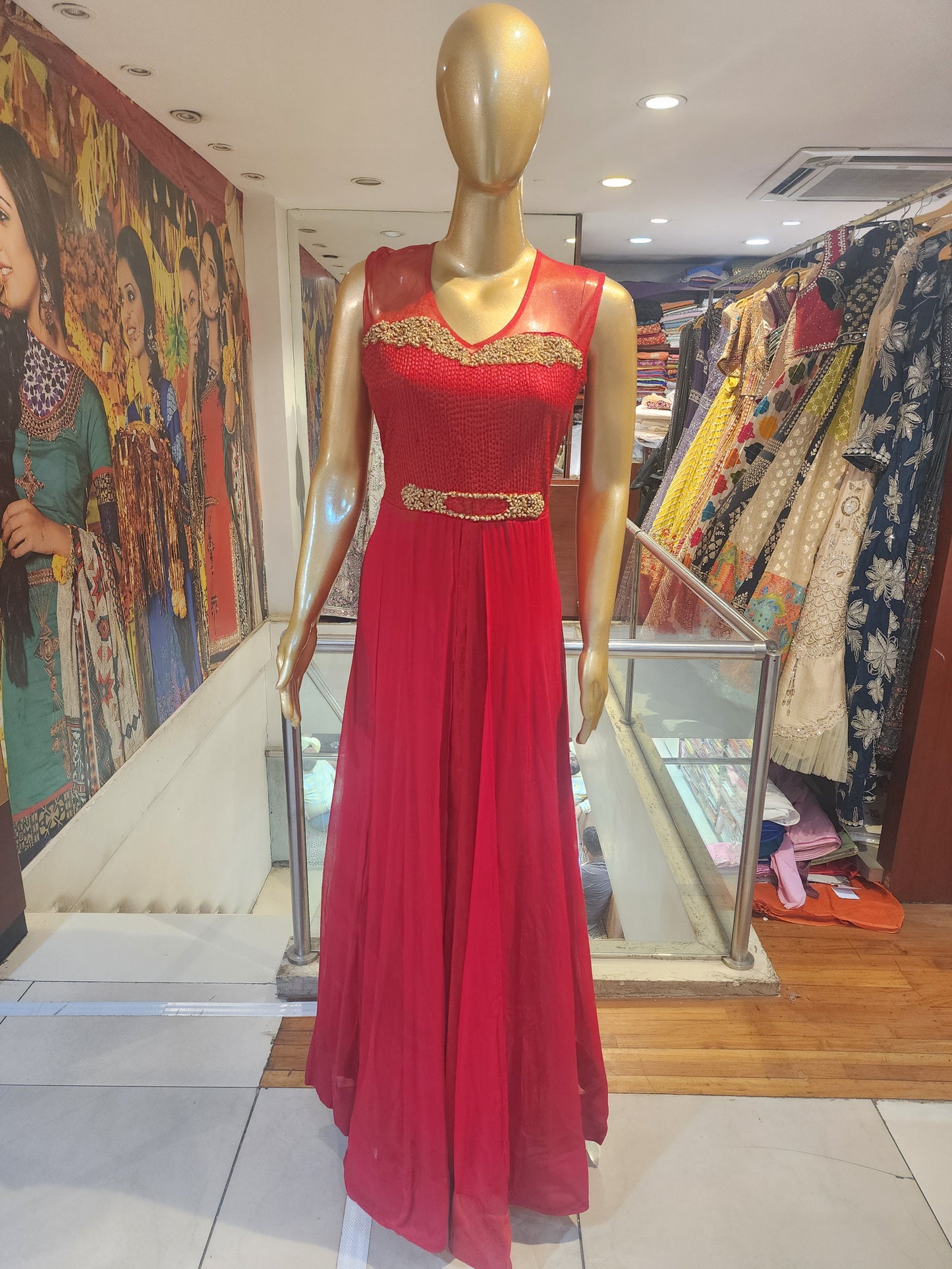 Red georgette dress