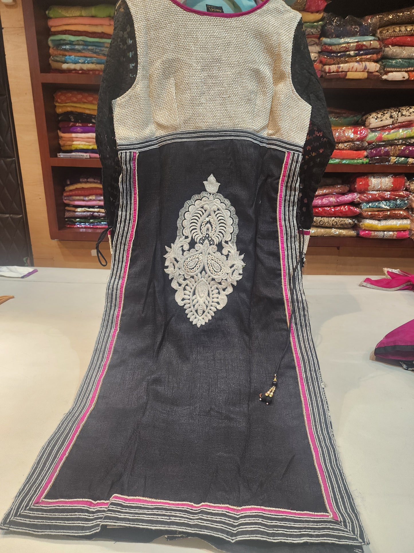 Black and white suit