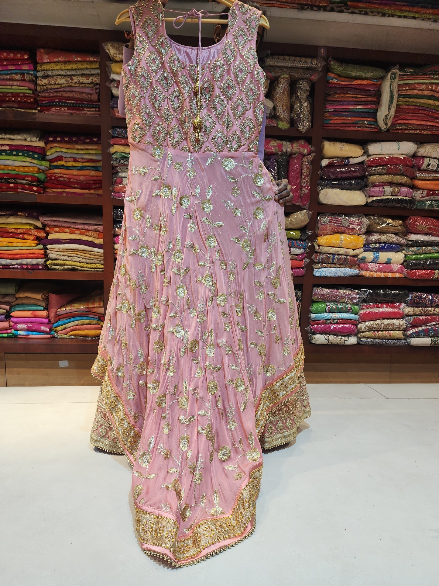 Readymade suit gota and zari work with lehanga gota work