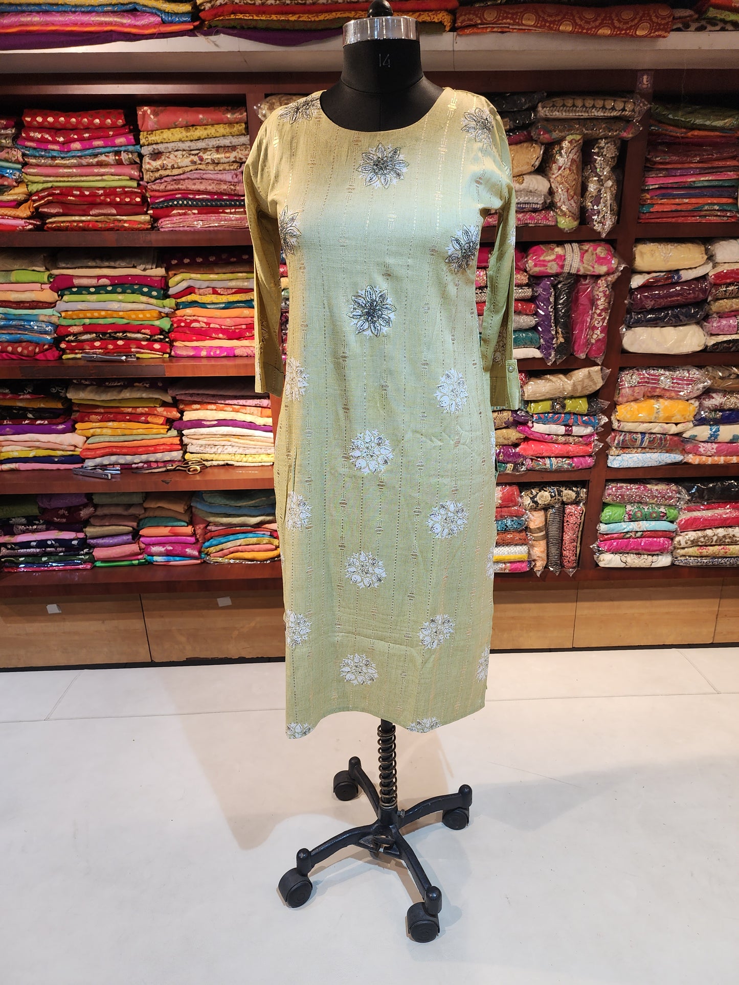 Green kurti cotton fabric