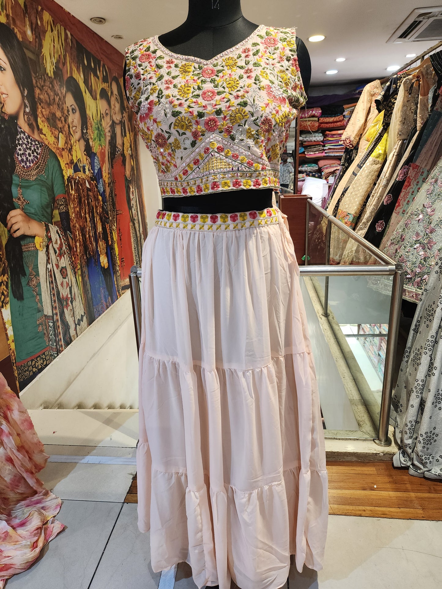 Pink tie and dye jacket lehenga