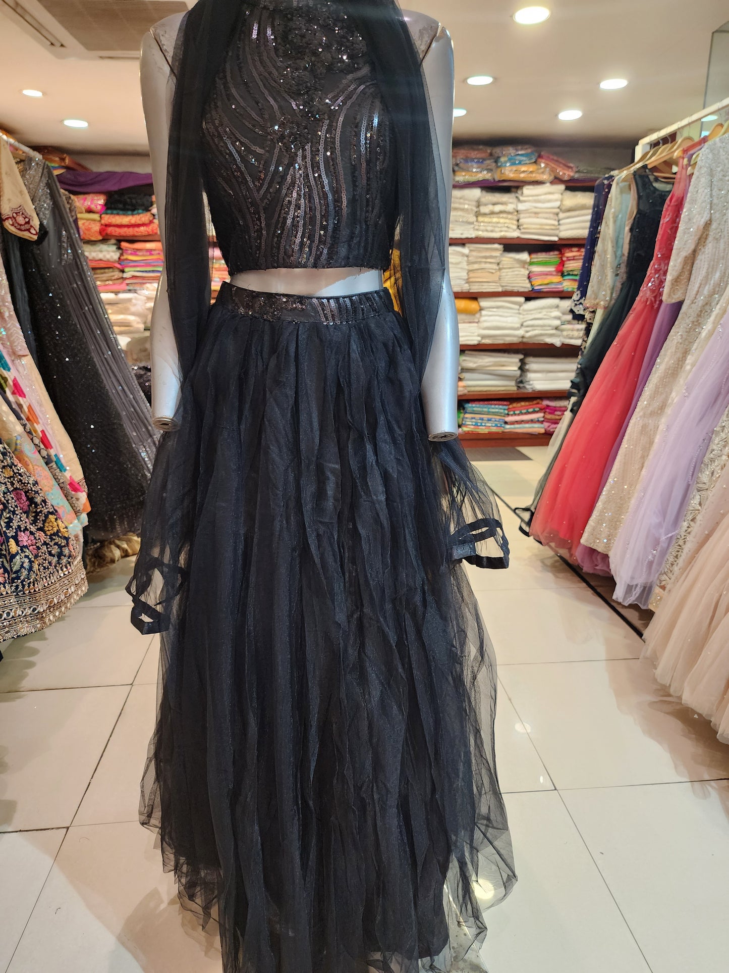 Black net lehenga
