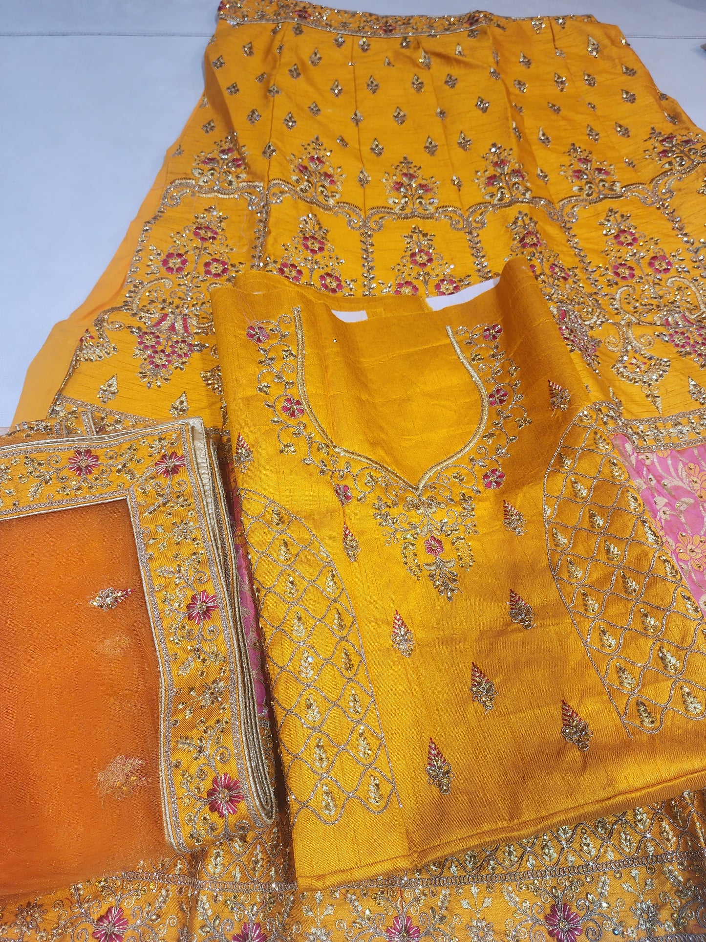 Mustard colour raw silk mahanga