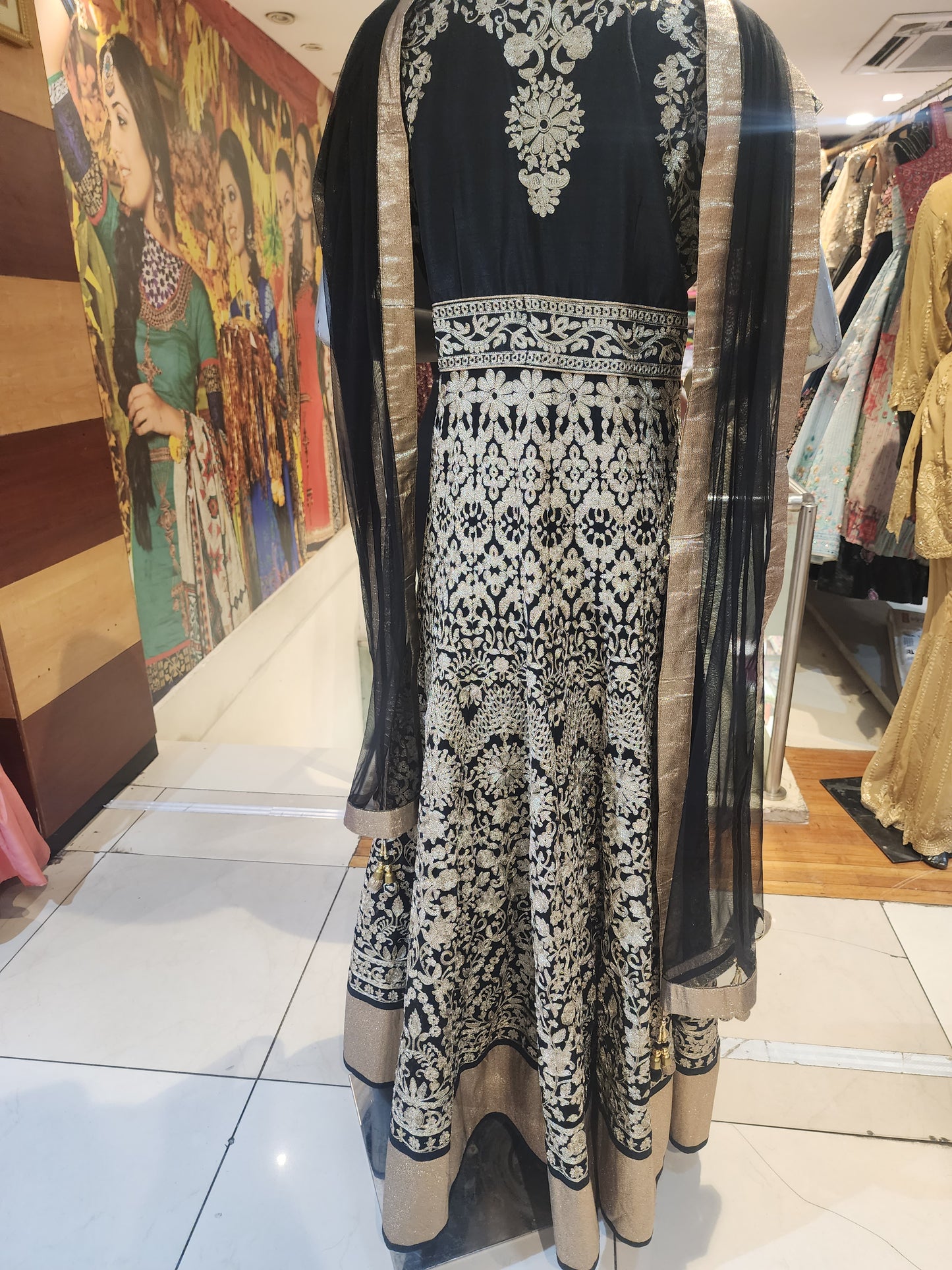 Black anarkali zari work suit