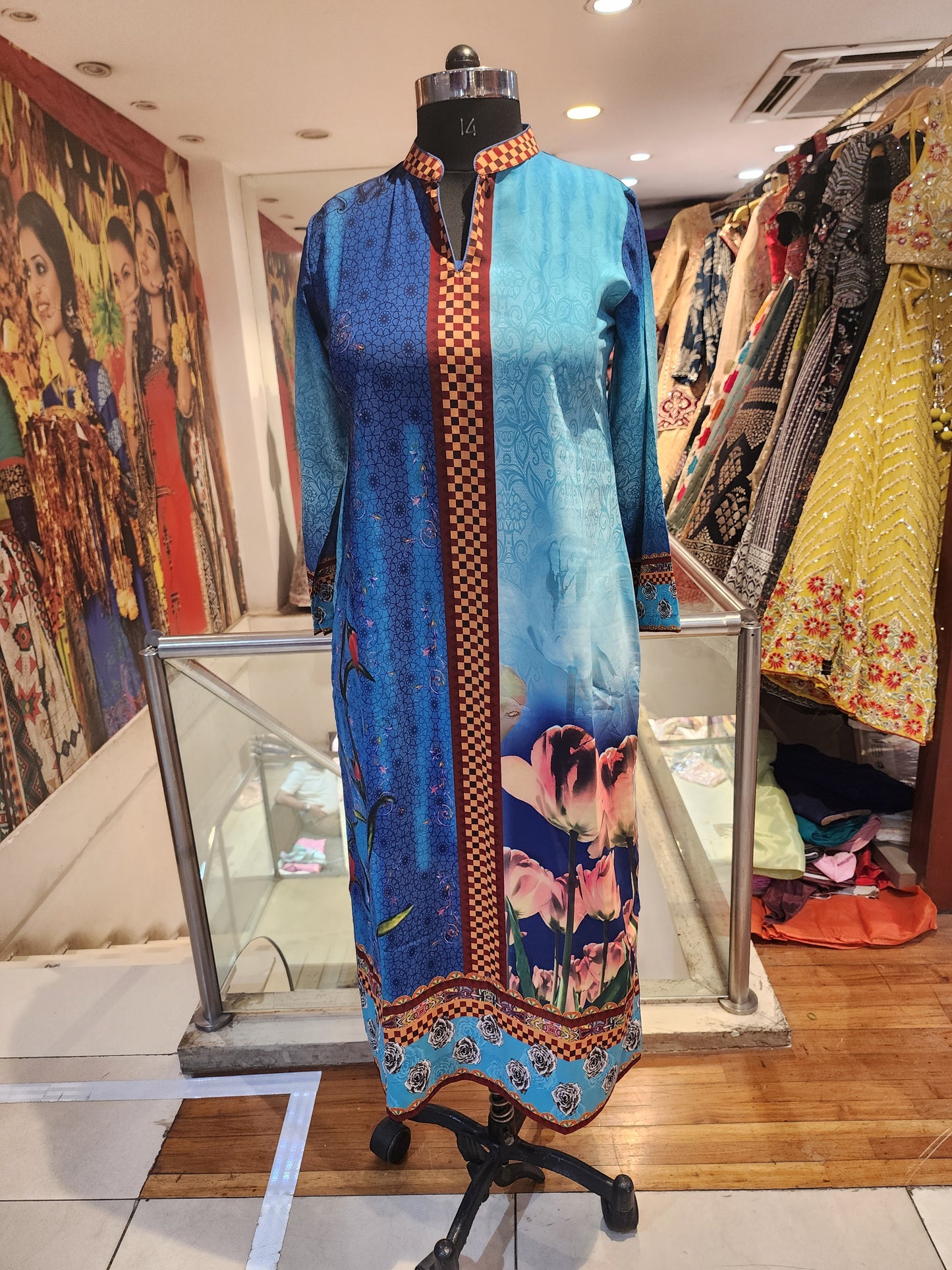 Crepe fabric double shade kurti