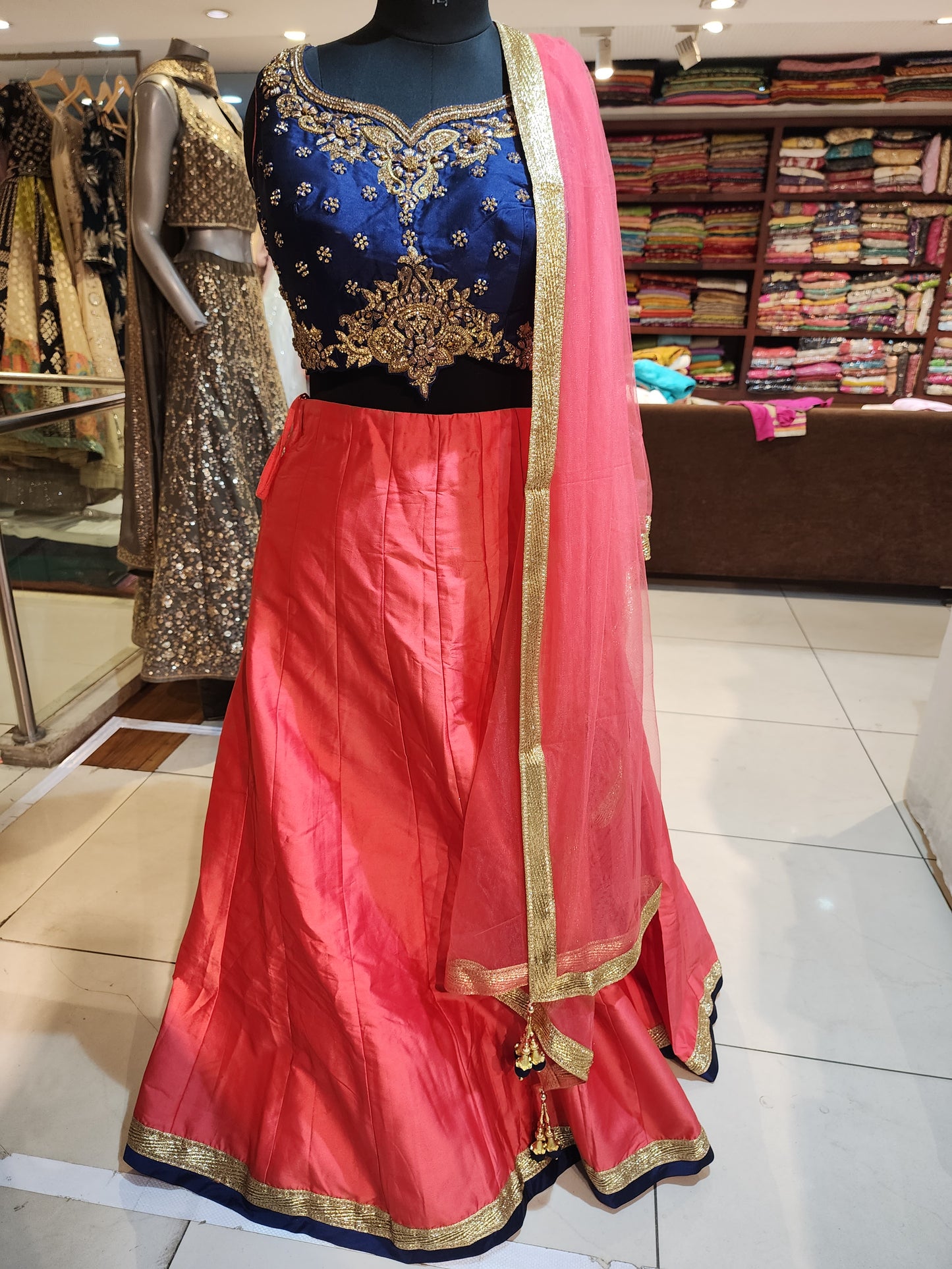 Lehenge Choli Silk Reddish Pink