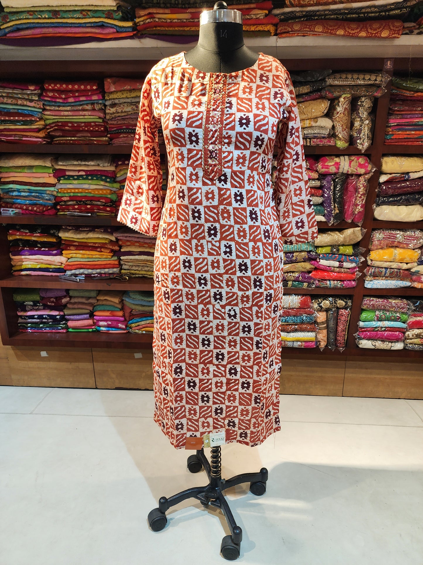 Orange cotton kurti Large