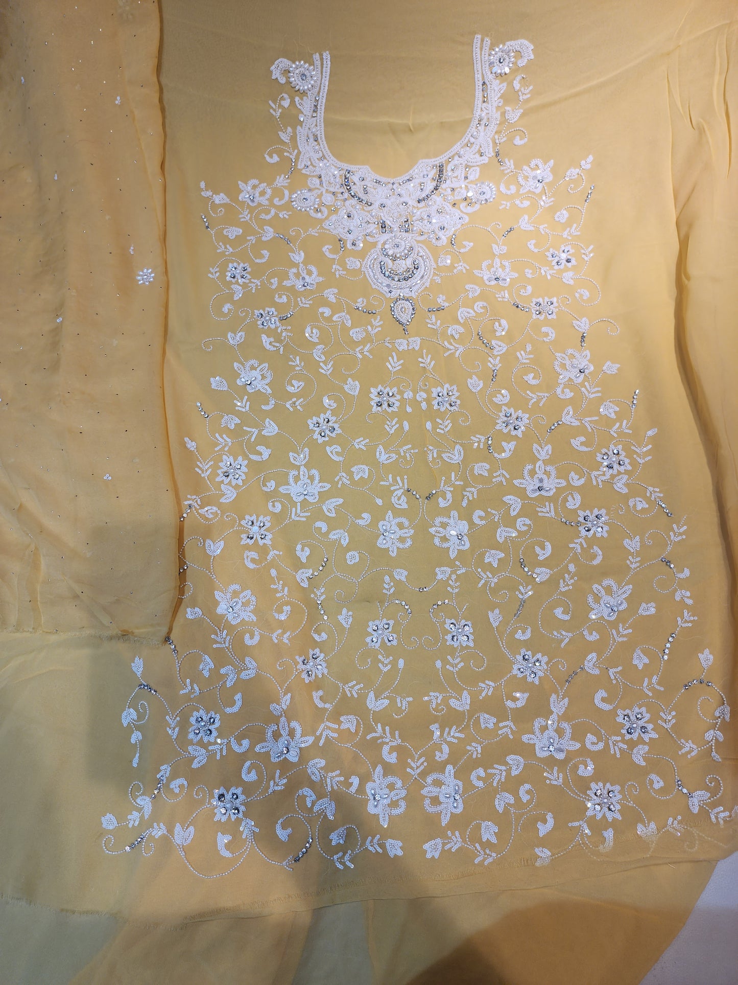 Pure Georgette resham pearl sequence work