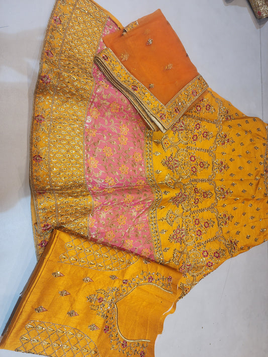 Mustard colour raw silk mahanga