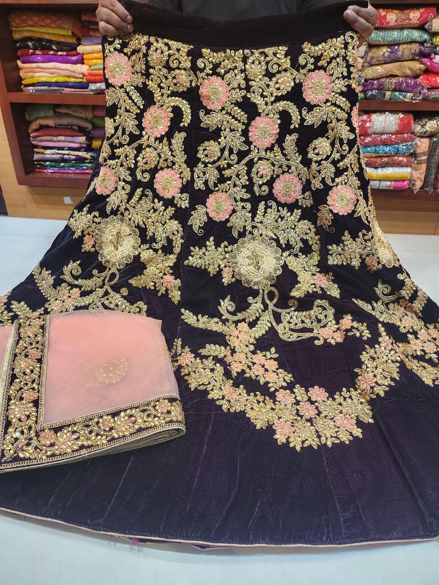 Velvet lahanga wine and peach colour