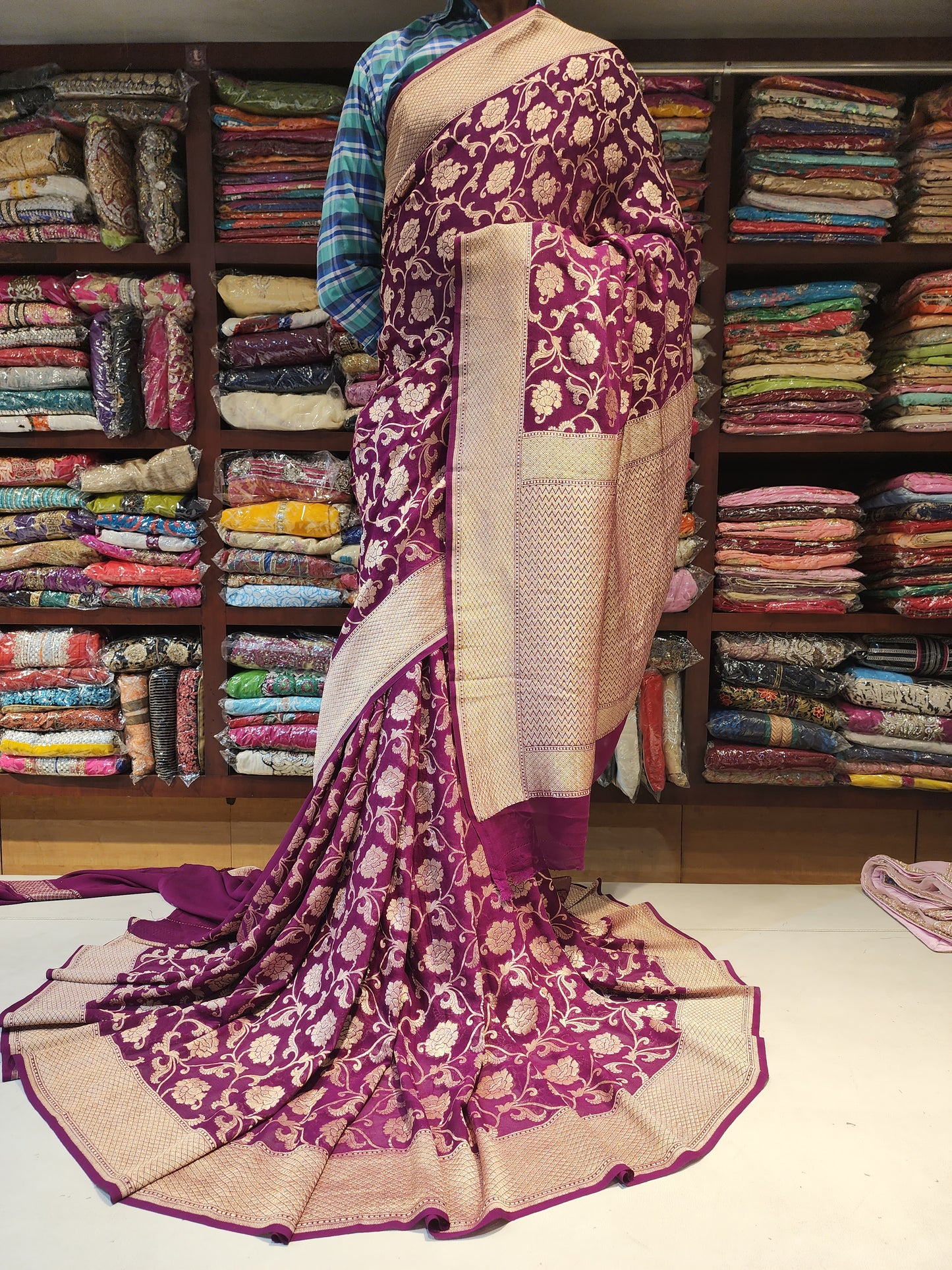 Falsa colour pure banarsi georgette  saree