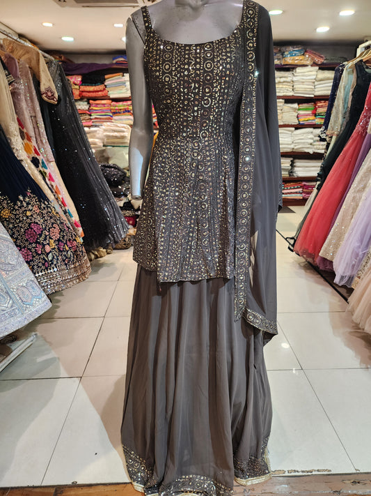 Grey Georgette Lehenga paplam