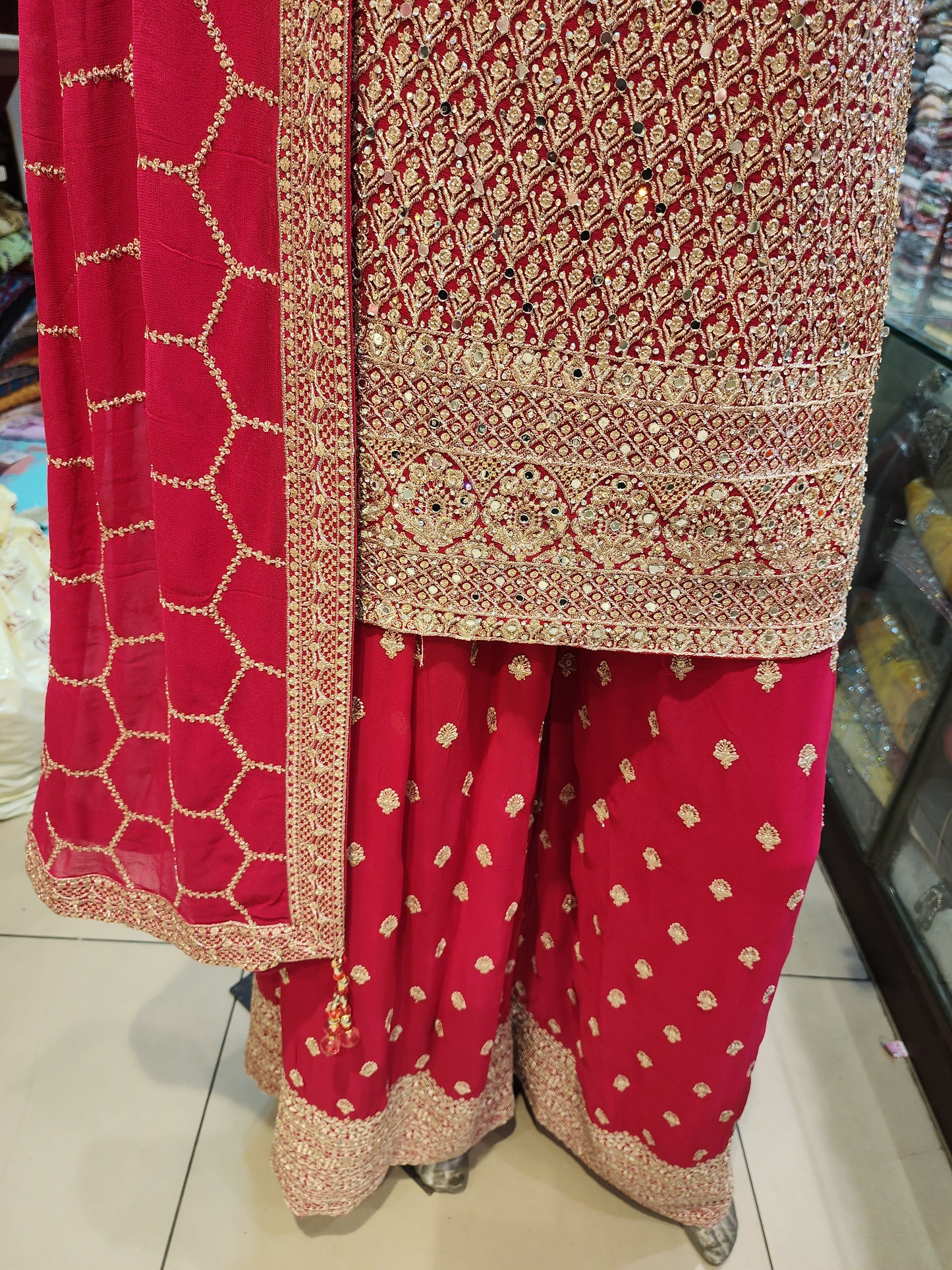 Red Georgette Heavy Suit