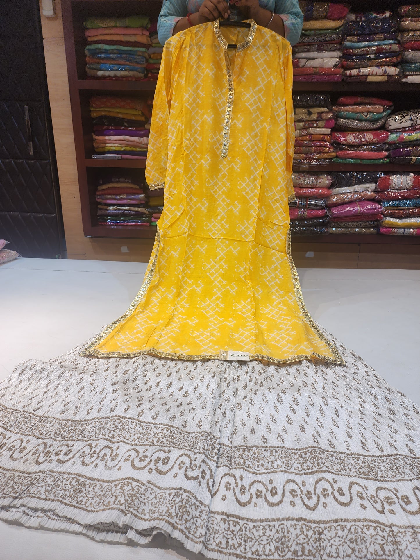 Yellow kurti with skirt