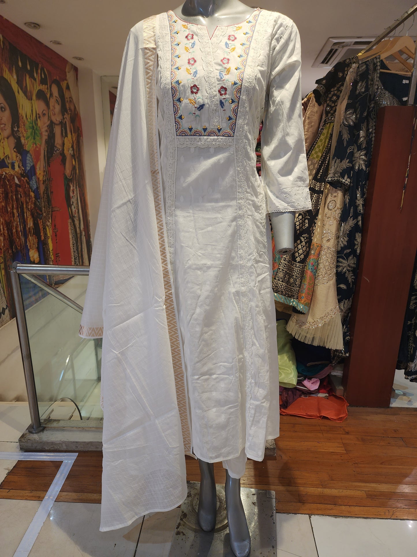 Cotton readymade anarkali suit