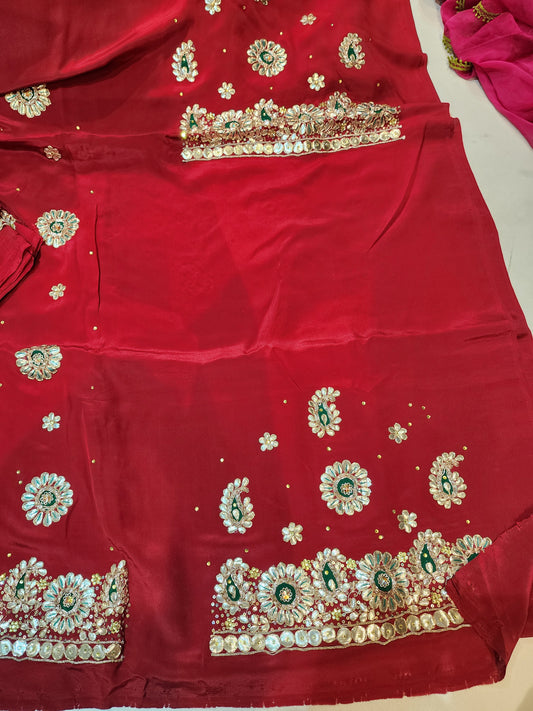 Red party wear suit Gota patti