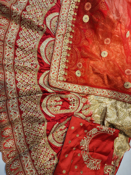 RED GOLDEN Lehenge double side