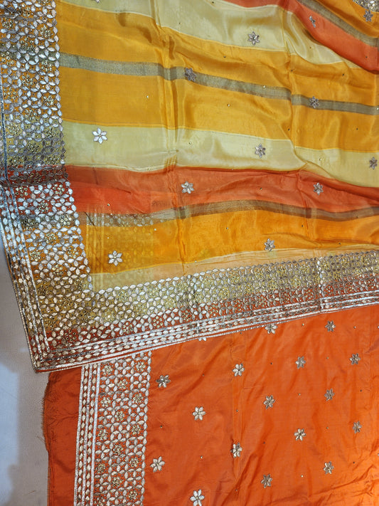 Orange Pure Gabadine silk orange yellow