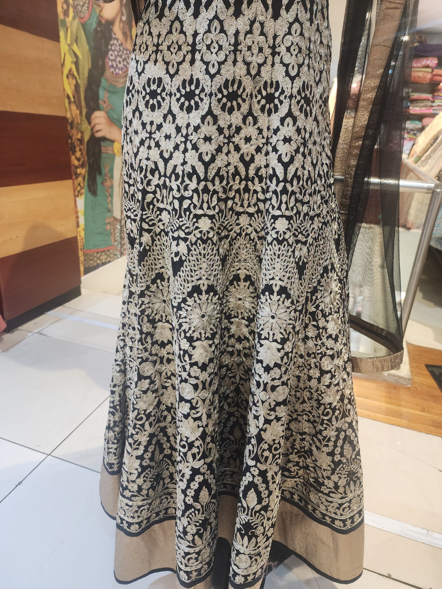 Black anarkali zari work suit