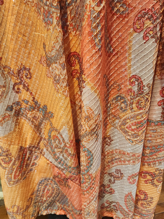 Orange chinon sequins lehenga with embroidered choli ,net dupatta