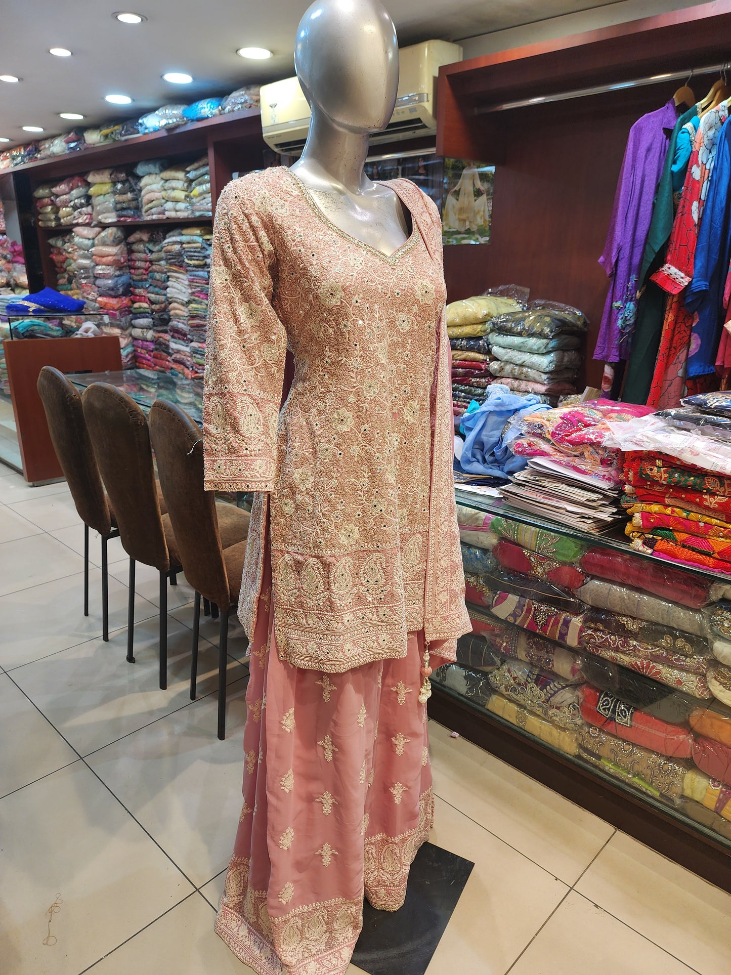 Pink Georgette heavy Sharara suit readymade