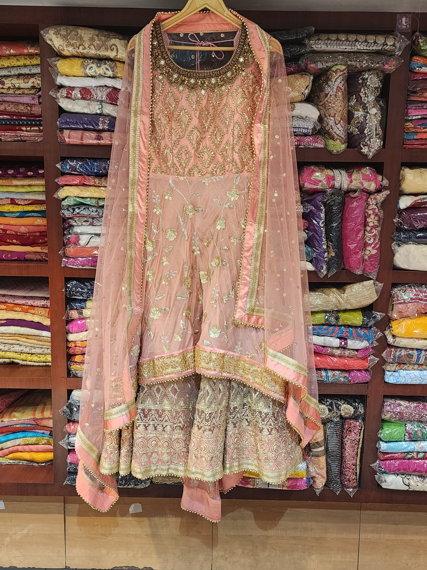 Readymade suit  gota and zari work with lehanga gota work