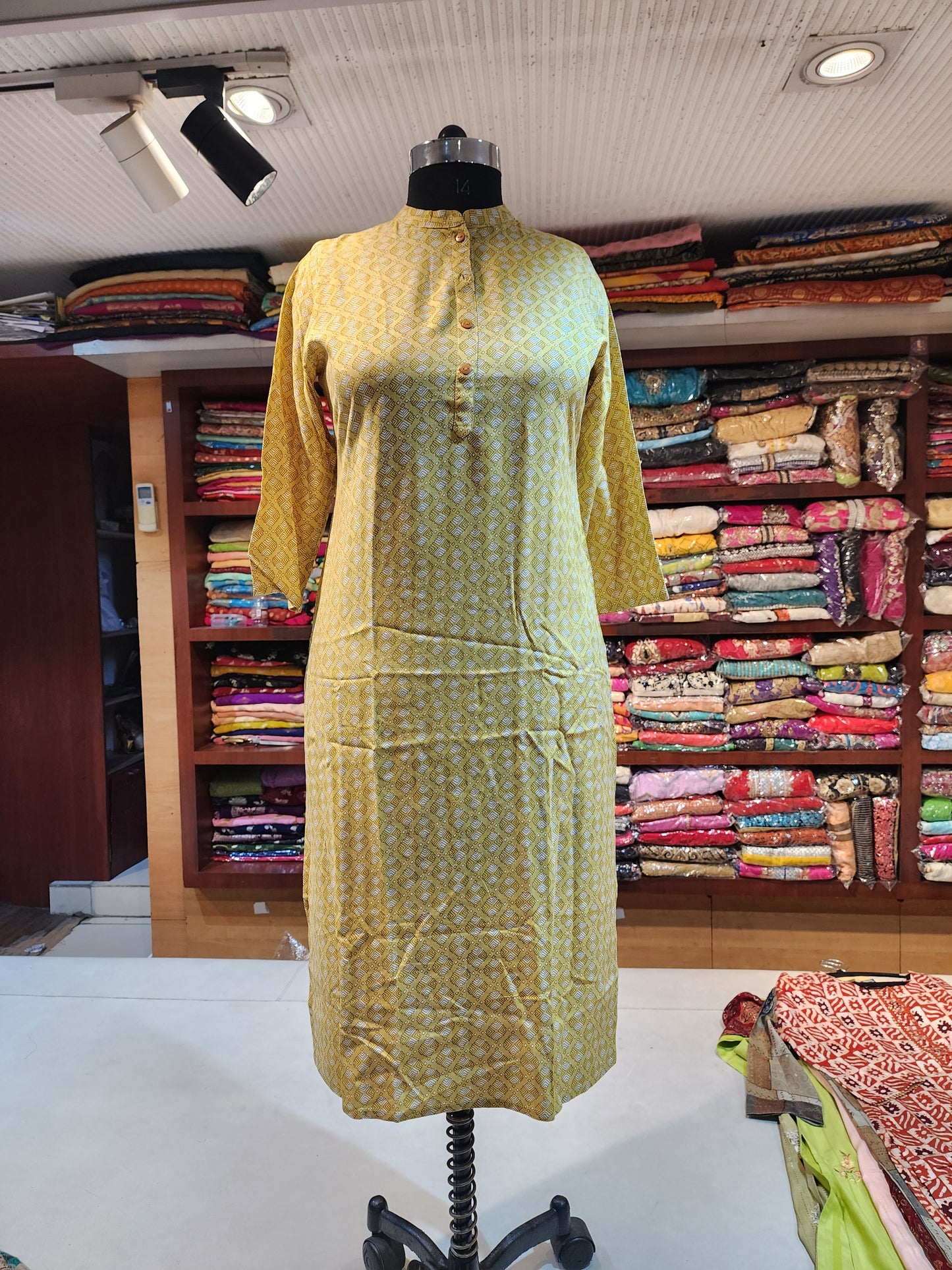 Yellow cotton kurti Large size