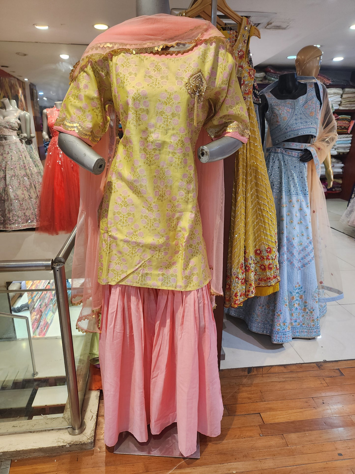 Cotton casual sharara suit print readymade