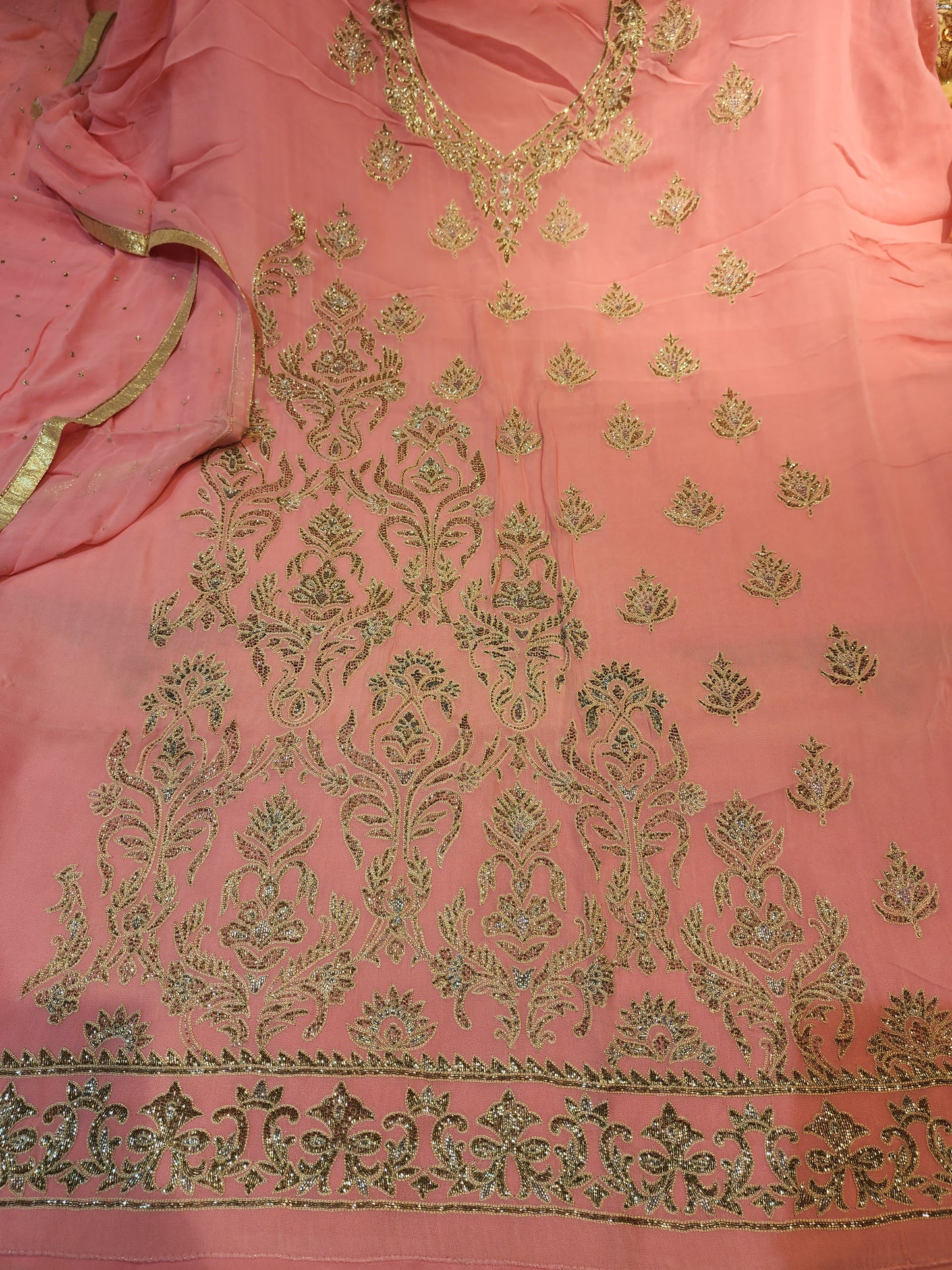 Resham aari work pure georgette suit