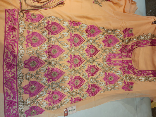 Pure georgette resham Jari with cut dana unlined