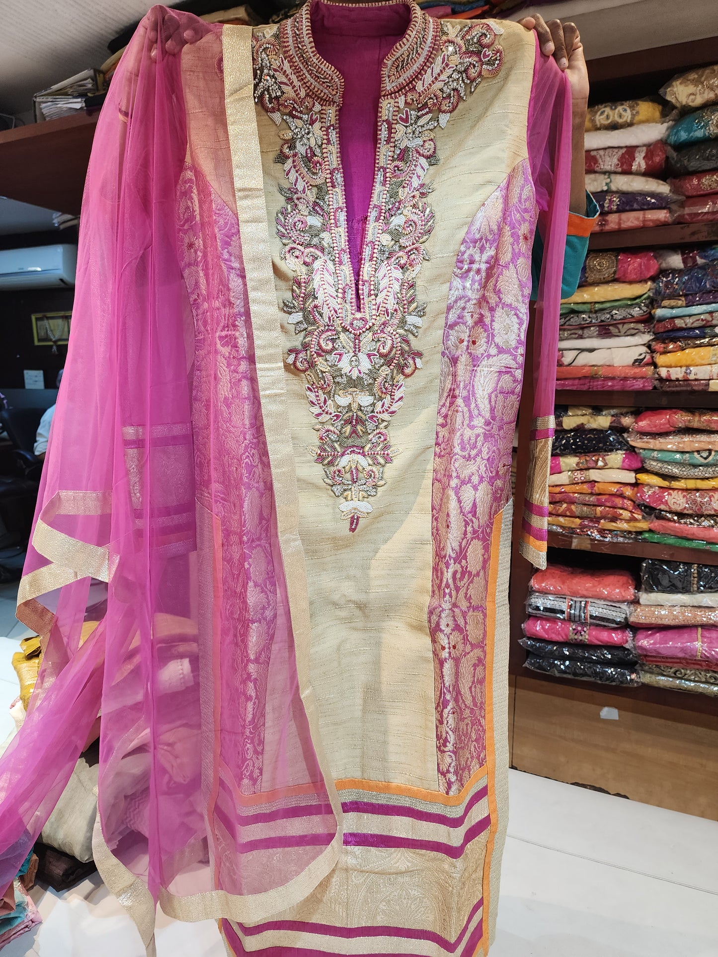Purple Brocade pyjami Suit