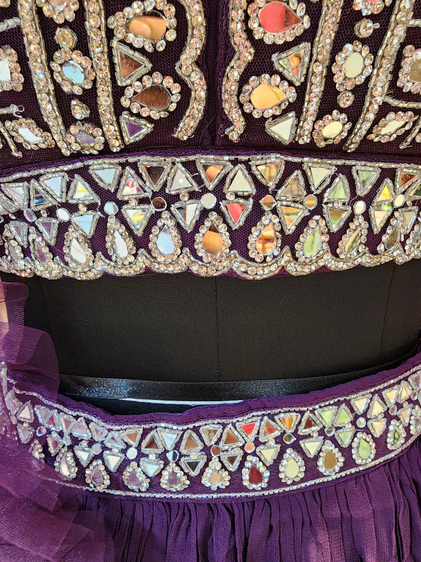 Purple crepe lehenga  choli with mirror  work