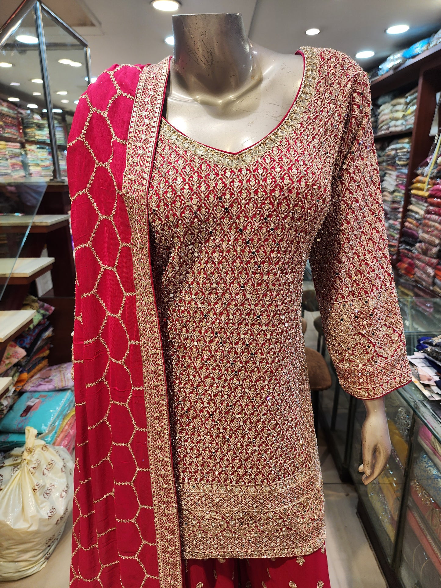 Red Georgette Heavy Suit