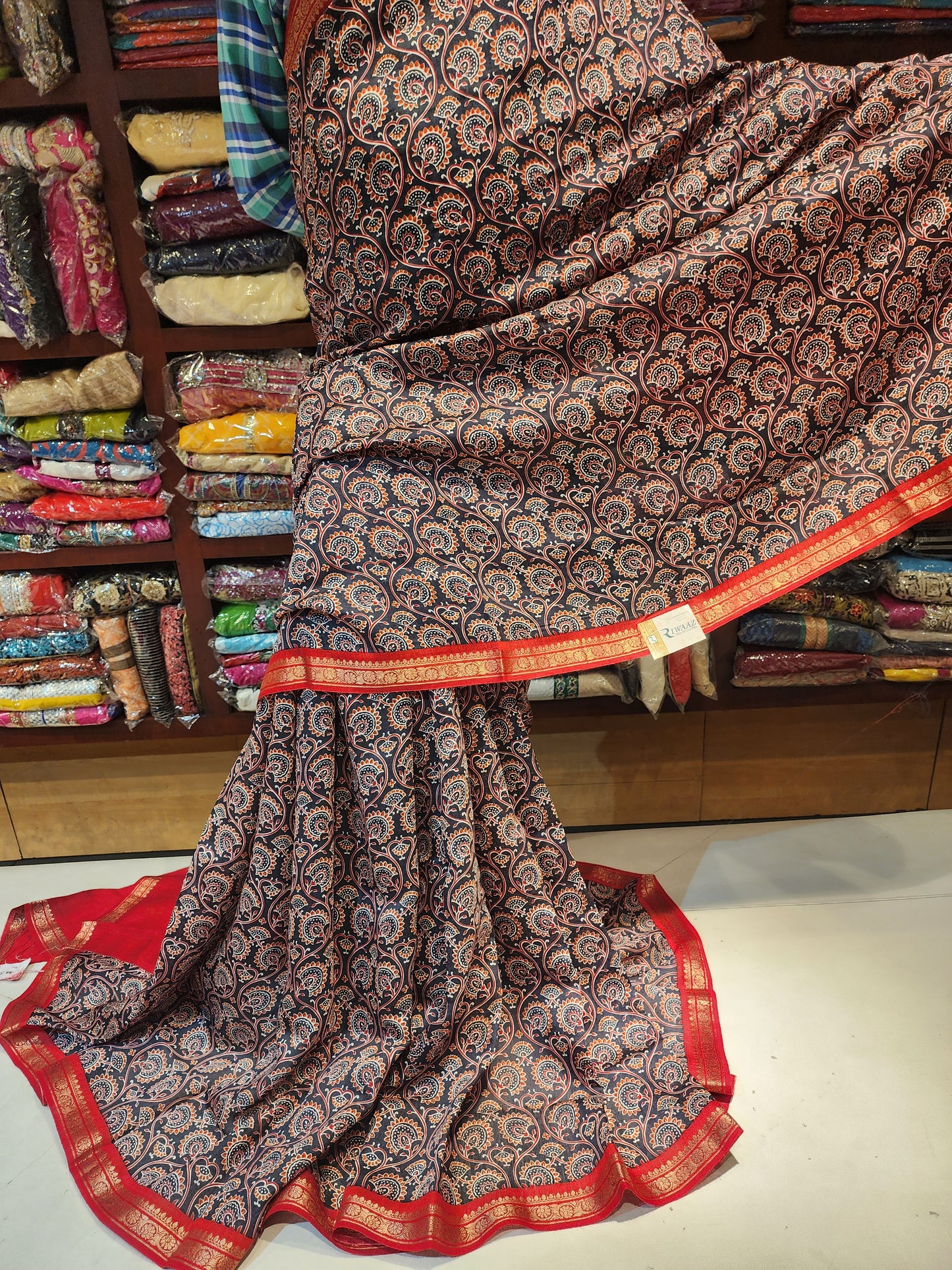 Ajrakh print saree