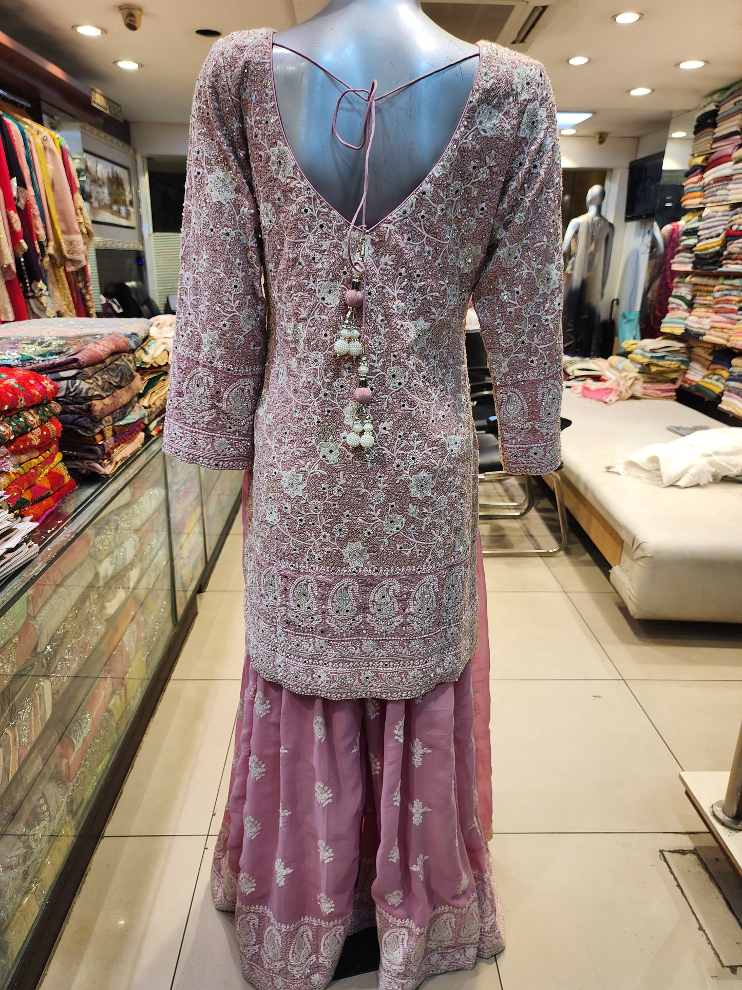Pink Georgette heavy Sharara suit readymade