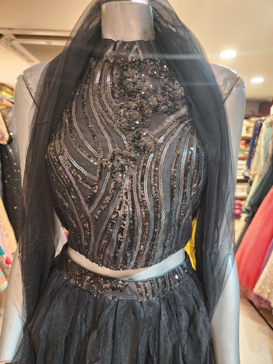 Black net lehenga