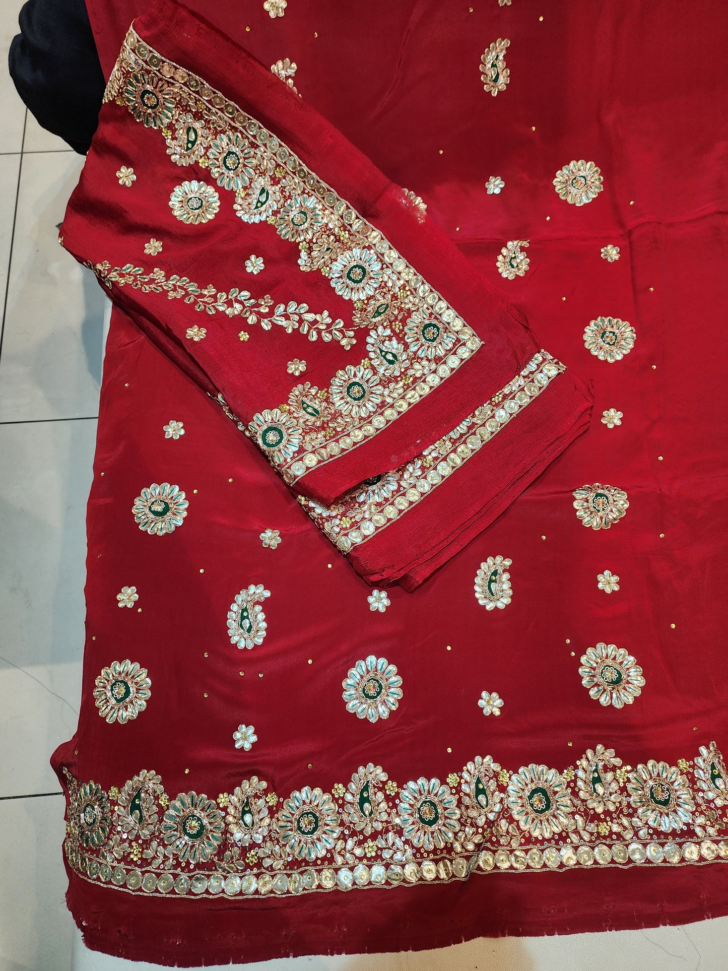 Red party wear suit Gota patti