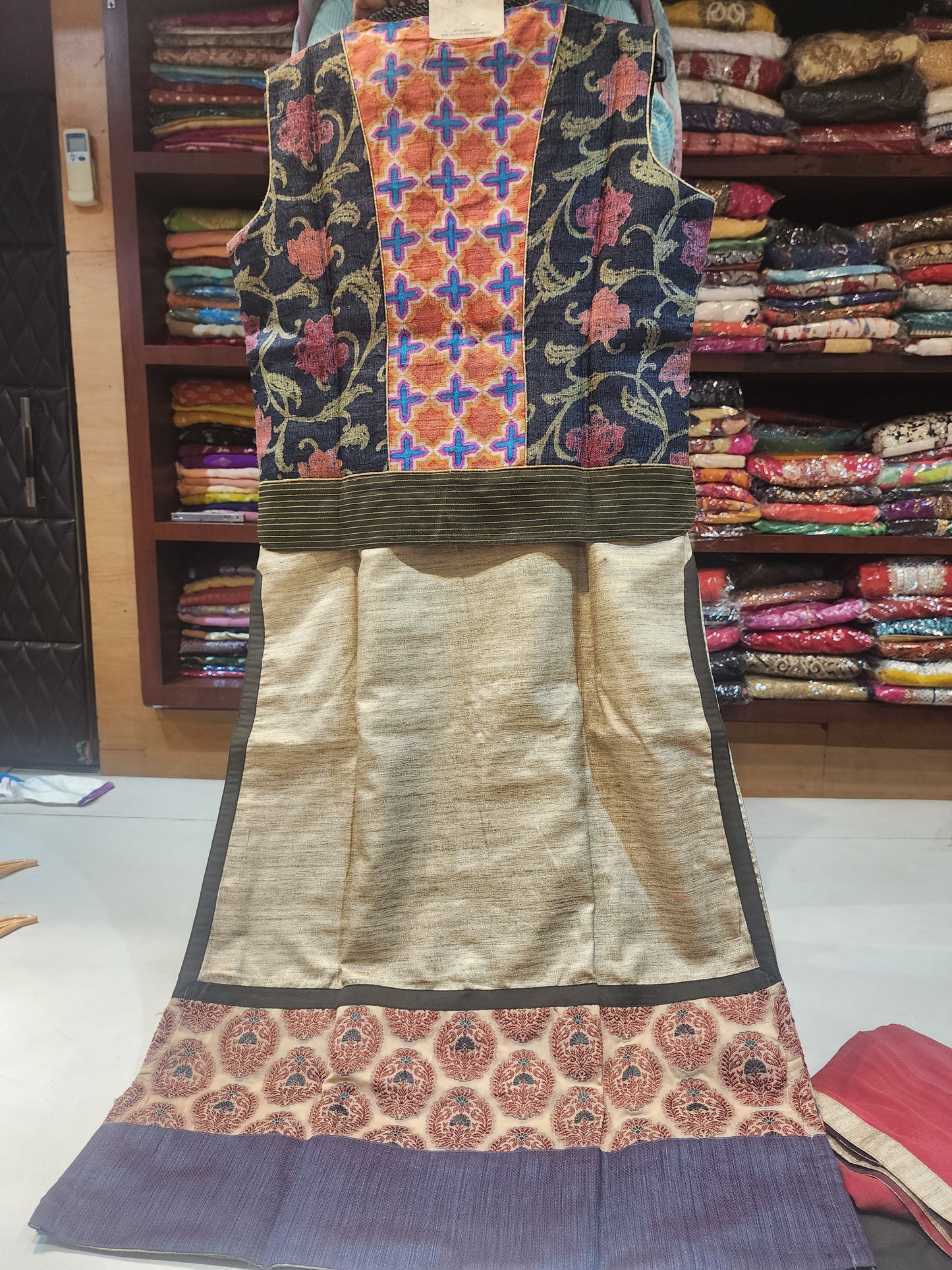 Raw silk jacket suit