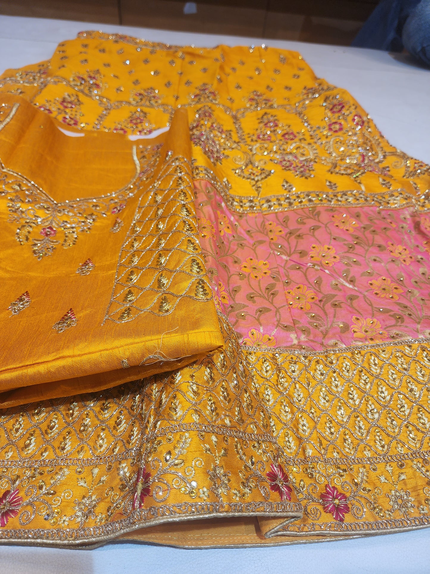 Mustard colour raw silk mahanga