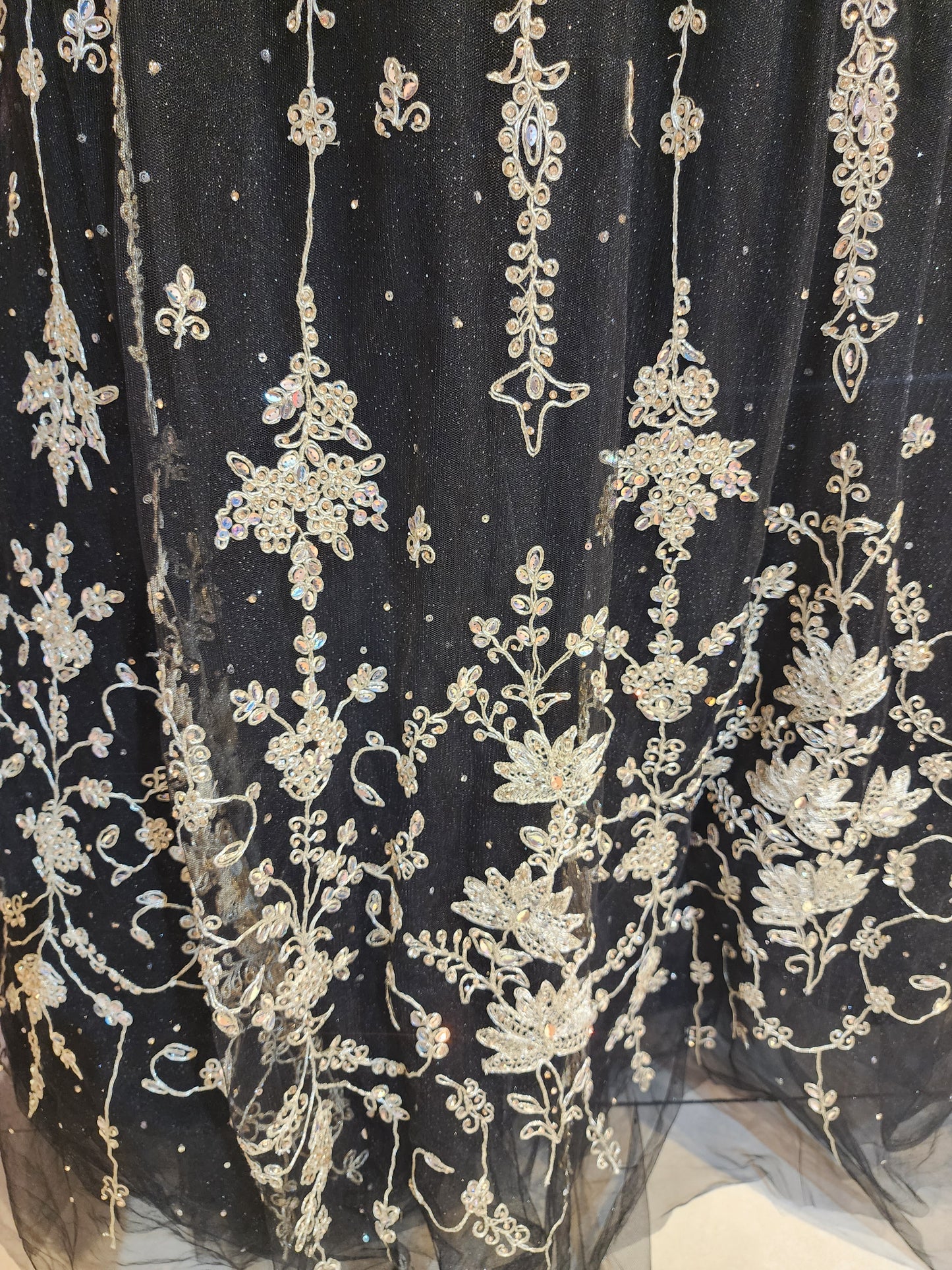 Black net dress  with dori and zari work