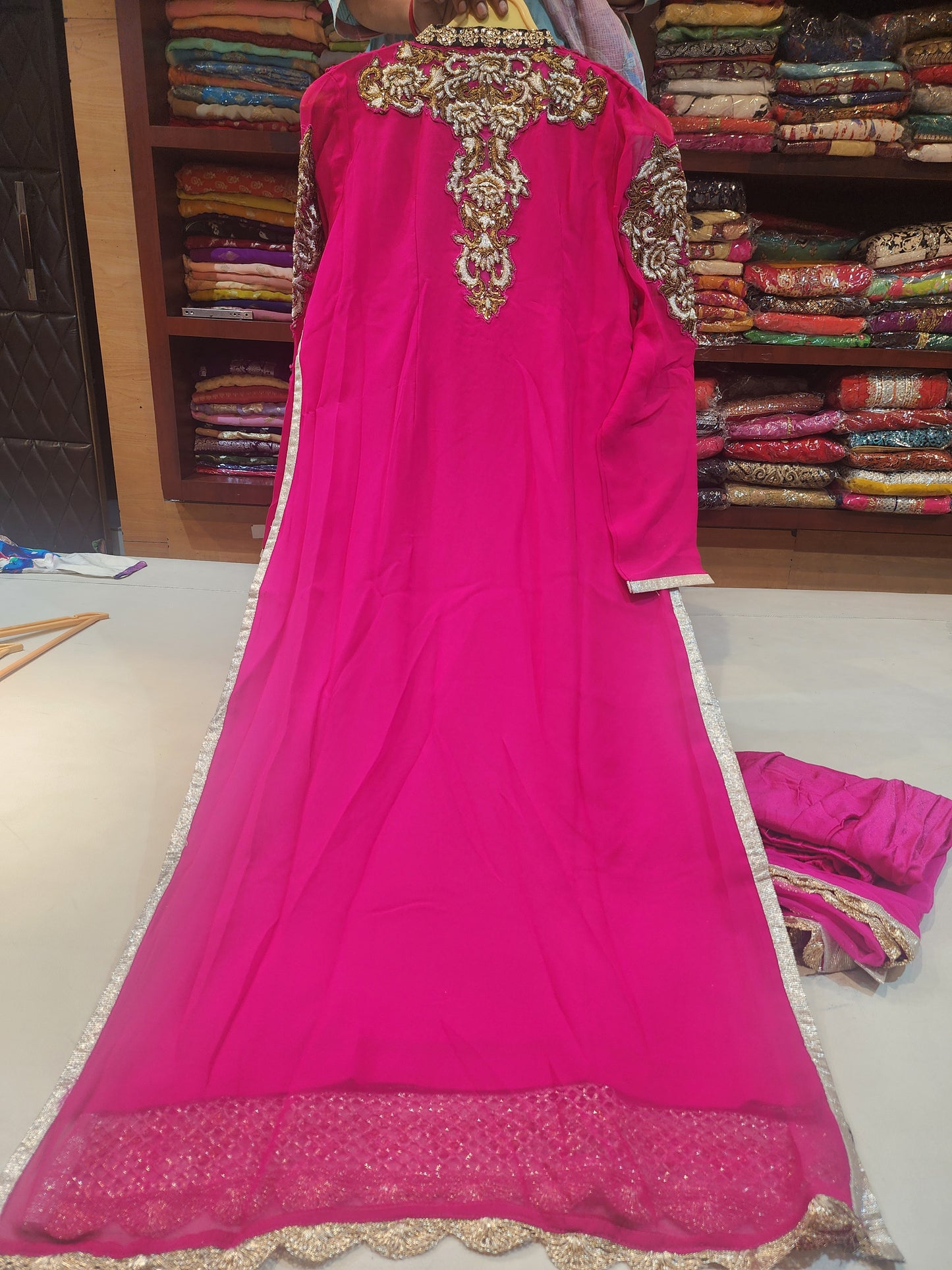 Hot pink georgette suit