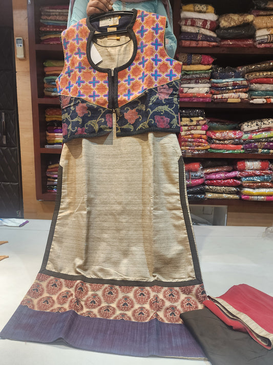Raw silk jacket suit